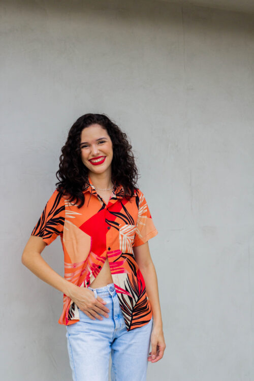 Camisa Folhas Salmão