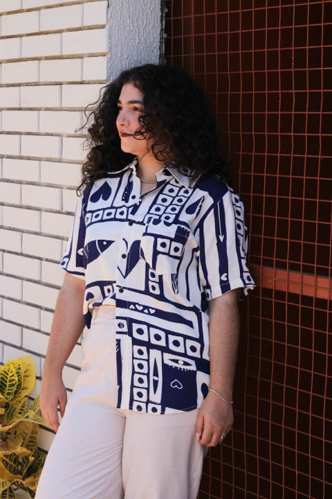 Camisa Cards Azul Escuro